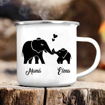 Taza para familia elefantes 2 nombres personalizados-Jessemade ES