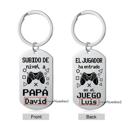 A mi papá-Llavero Personalizado SUBIDO DE NIVEL A PAPÁ 2 Nombres-Jessemade ES