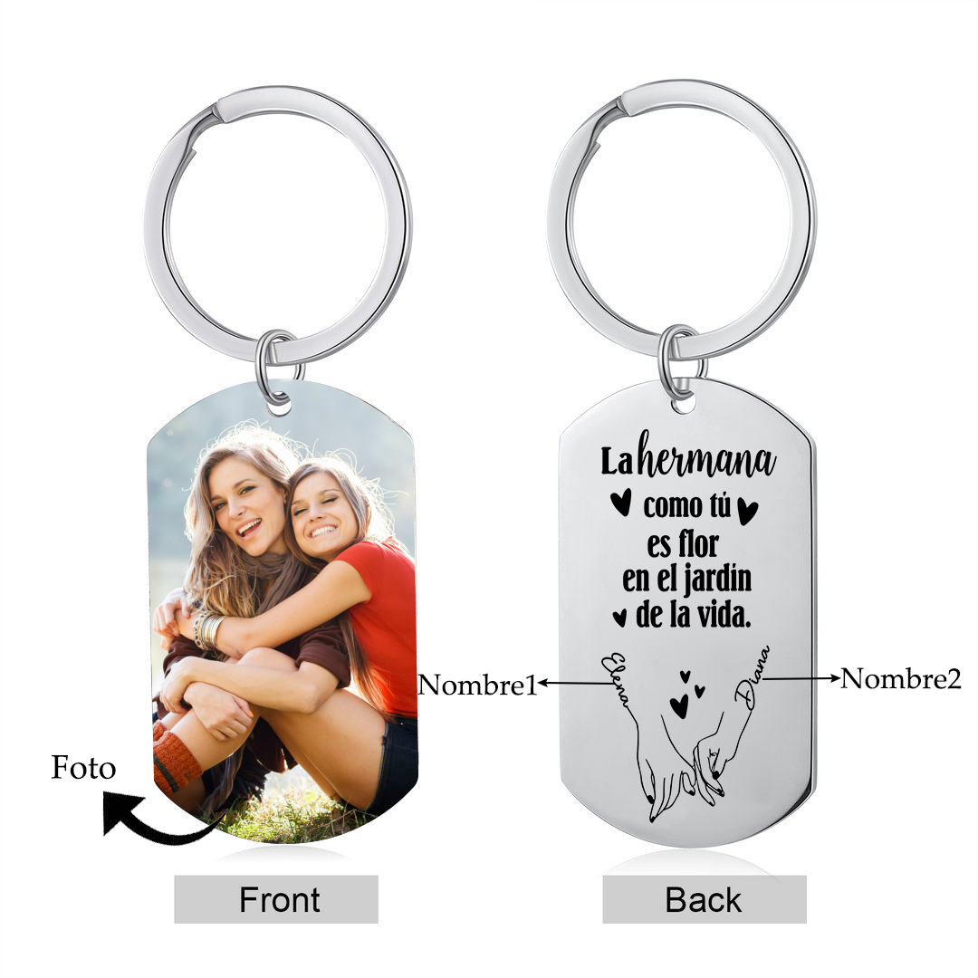 A mi hermana - Llavero con 2 nombres personalizados con foto-Jessemade ES