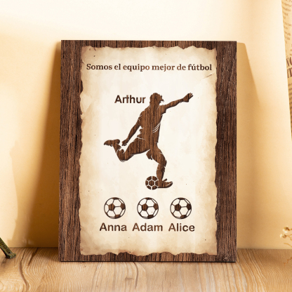 A mi papá - Lámina 2-7 nombres personalizados marco de madera equipo de fútbol-Jessemade ES