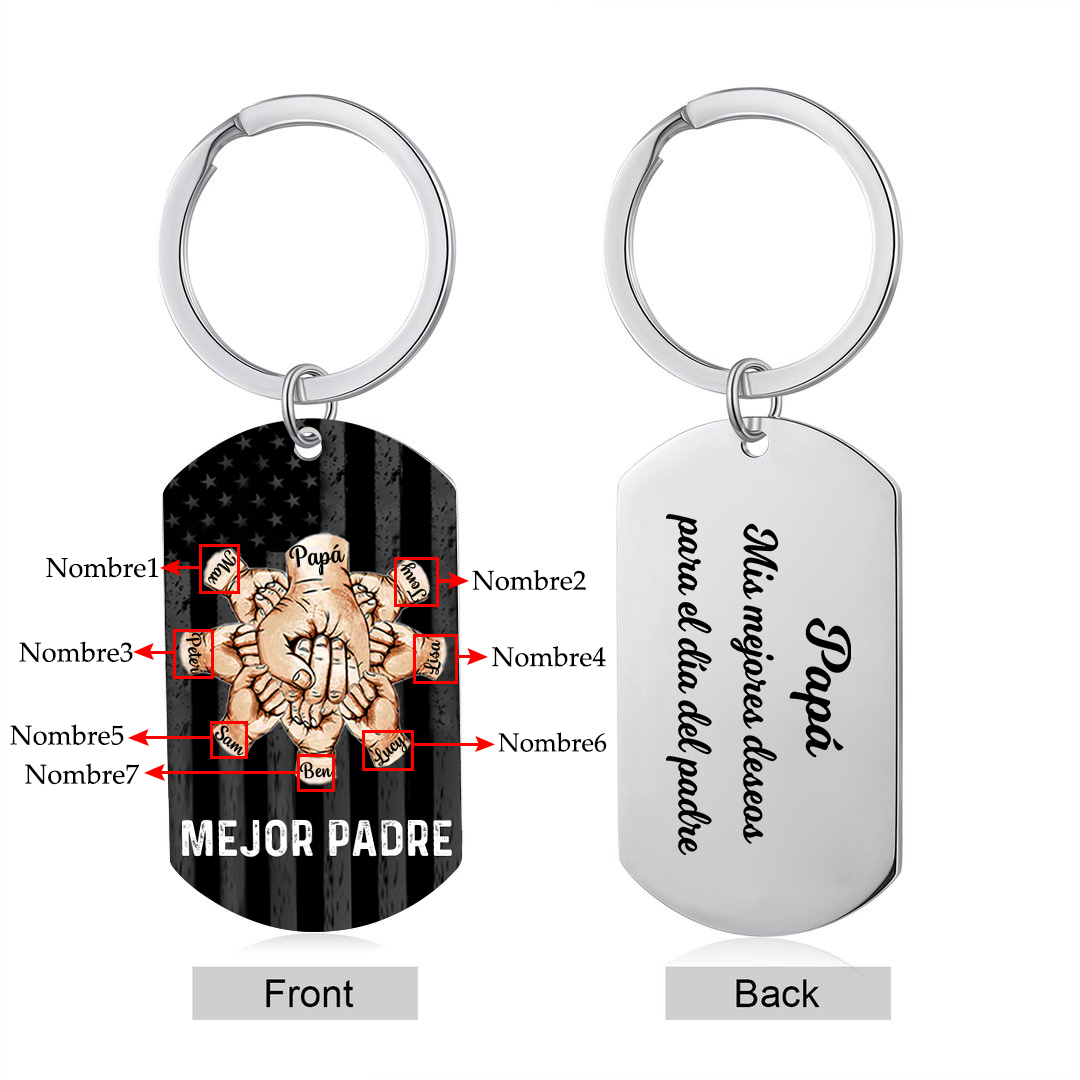 A mi papá-Llavero 1-7 Nombres Personalizados Puño con Puño-Jessemade ES