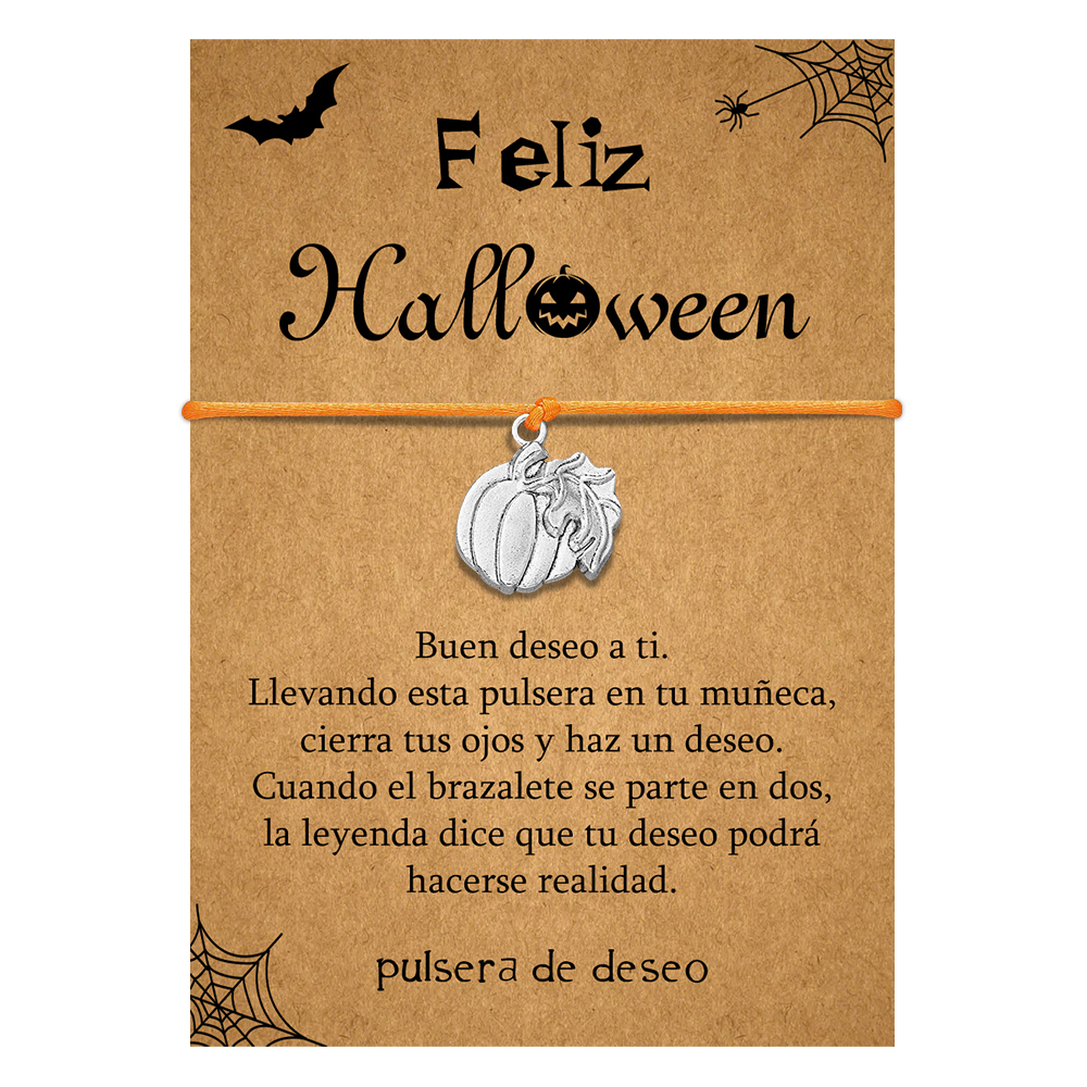 Pulsera de deseos-Unidad de pulsera y tarjeta de calabaza🎃 ¡Feliz Halloween!-Jessemade ES