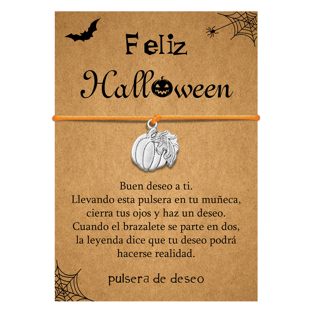 Pulsera de deseos-Unidad de pulsera y tarjeta de calabaza🎃 ¡Feliz Halloween!-Jessemade ES