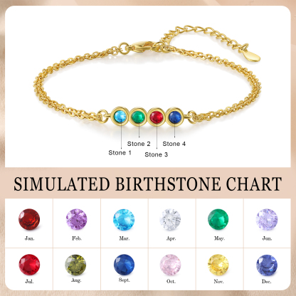 Pulsera 1-6 piedras de nacimiento personalizadas doble cadena-Jessemade ES