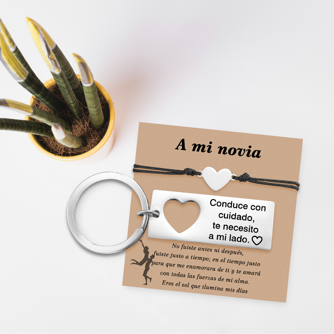 A mi novia-Pulsera y Llavero Combinación con Tarjeta
