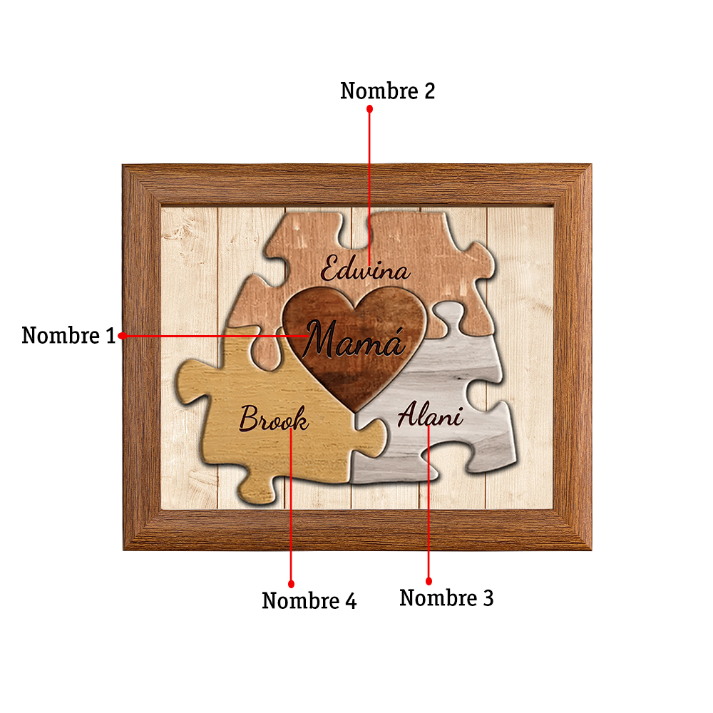 A mi mamá-Marco de 3-9 nombres personalizados rompecabezas de madera-Jessemade ES