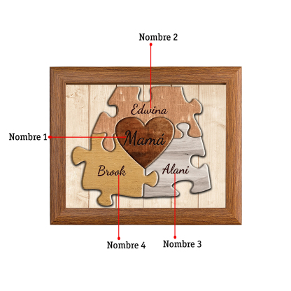 A mi mamá-Marco de 3-9 nombres personalizados rompecabezas de madera-Jessemade ES