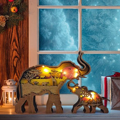 [Copy]Adornos de Madera Animales 2 Tipos (con luz o sin luz）Texto Personalizado en la Parte Trasera