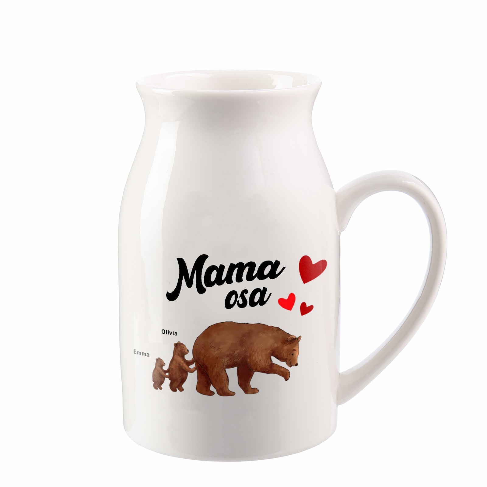 Florero de cerámica mamaosa y sus bebés 2-8 nombres personalizados con texto decoración del hogar-Jessemade ES