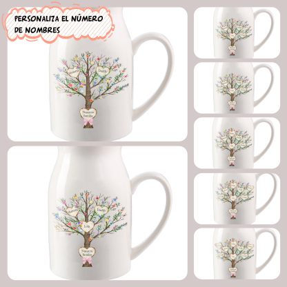 Florero de cerámica árbol de corazones 2-8 nombres personalizados con texto decoración del hogar-Jessemade ES