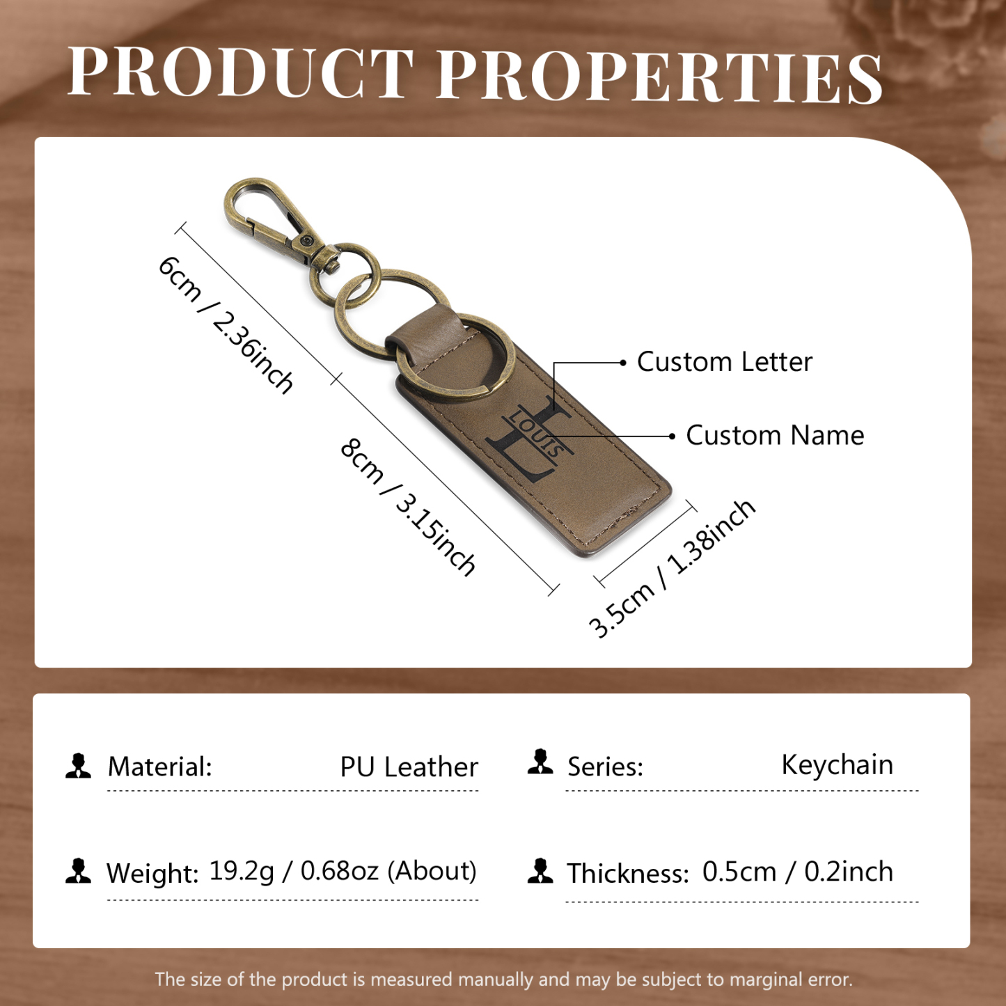 Kit de regalo-Llavero, cartera y bolígrafo con 2 nombres y 2 letras personalizados con foto para hombre-Jessemade ES