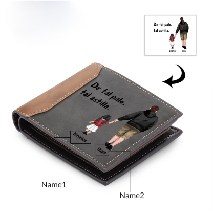 A mi papá-Cartera, billetera clásica siluetas 2-3 nombres personalizados para hombre monedero-Jessemade ES