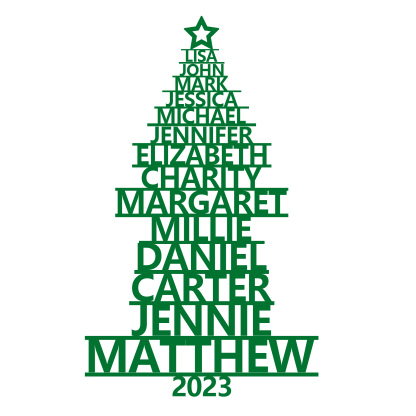 Navidad-Ornamento navideño de madera árbol de nombres con 14 nombres y año personalizados