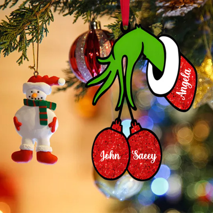 Navidad-Ornamento navideño de madera mano mágica con 3 nombres personalizados