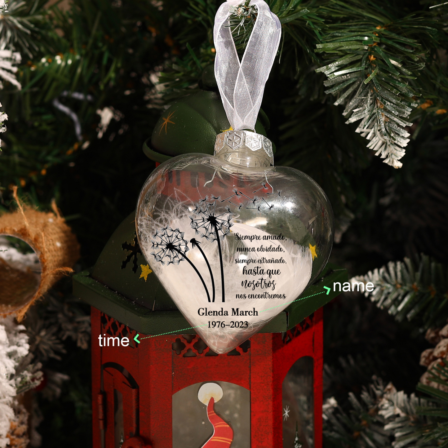 Bola navideña conmemorativa Adorno de Navidad 1 nombre y años personalizados con pluma -Jessemade ES