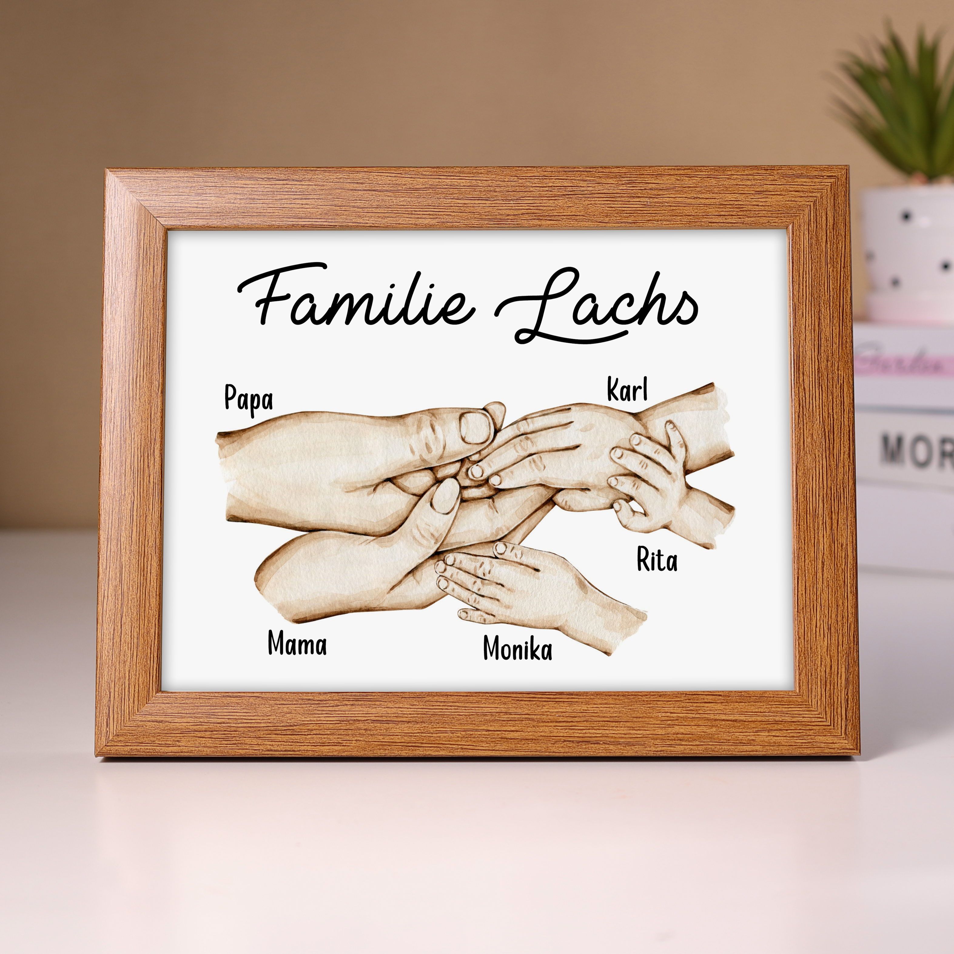 A mi papá-Marco de madera mano a mano 5 nombres personalizados con texto-Jessemade ES