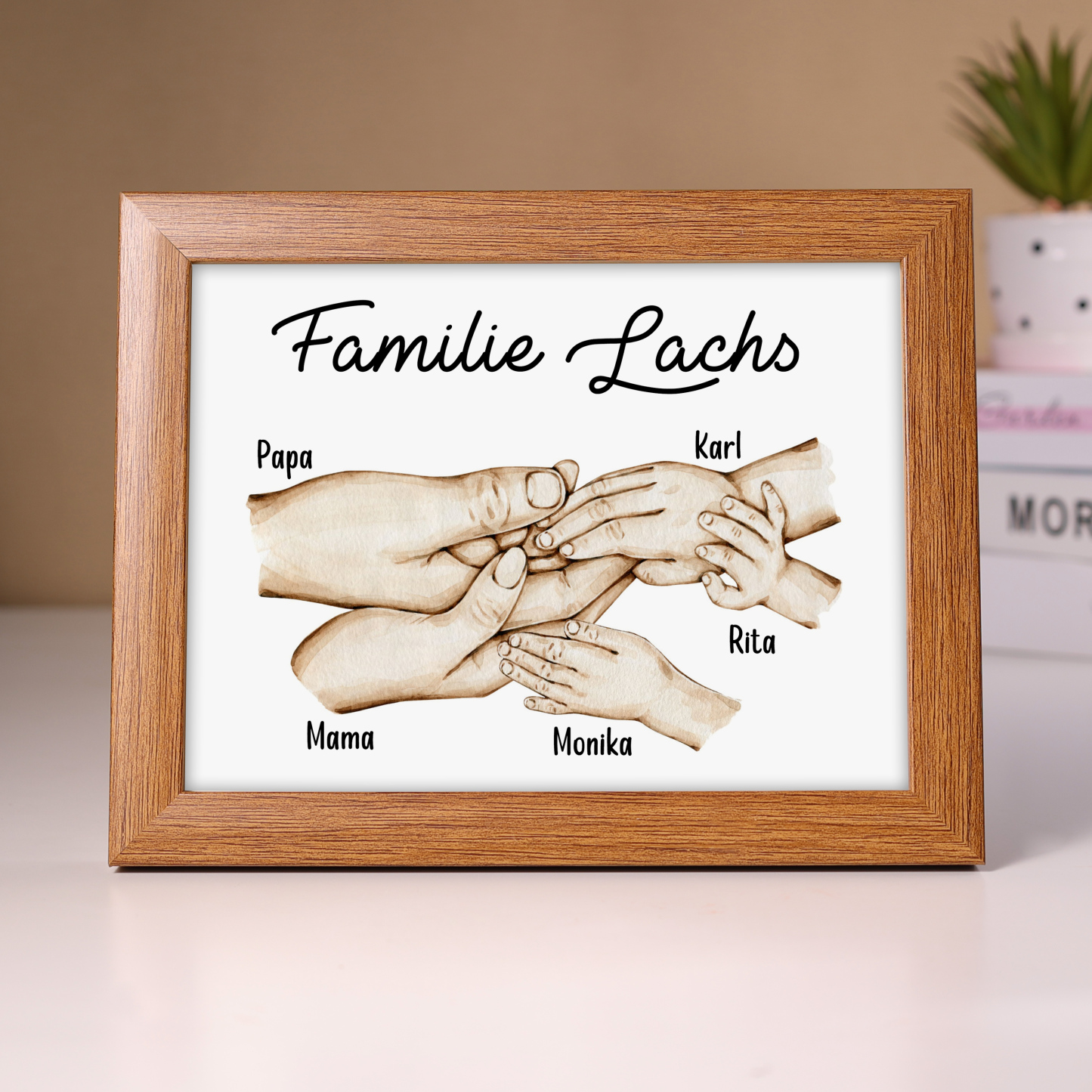 A mi papá-Marco de madera mano a mano 5 nombres personalizados con texto-Jessemade ES
