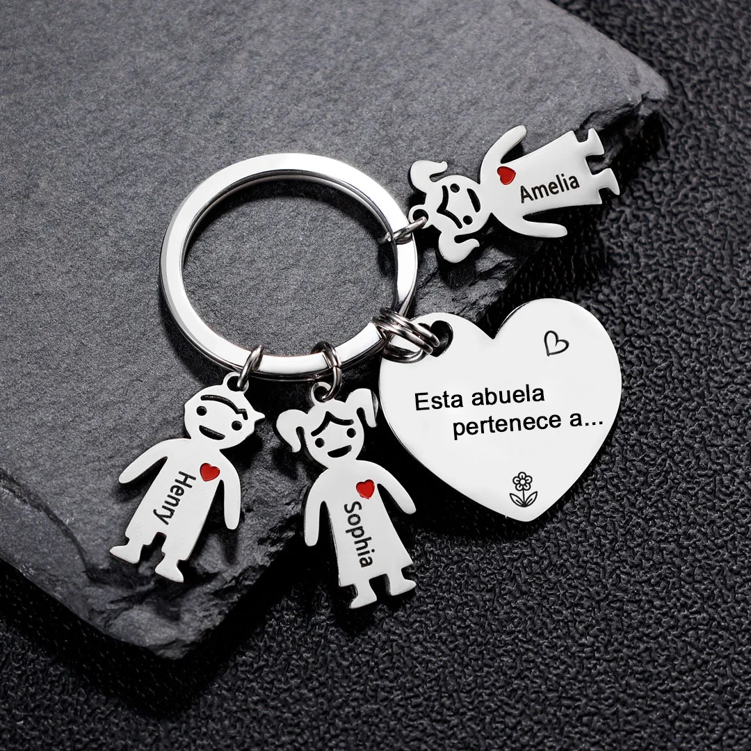 A mi abuela - Llavero con 5 nombres personalizados en "niños"-Jessemade ES