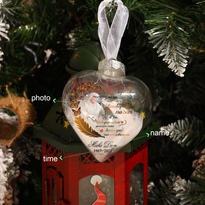 Bola navideña conmemorativa Adorno de Navidad 1 nombre, 1 foto y años personalizados con pluma -Jessemade ES