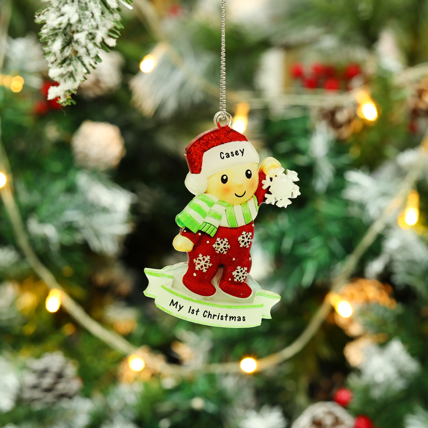 Navidad-Bebé Ornamento Navideño 1 nombre y texto personalizados