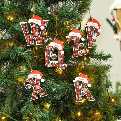 Navidad-Ornamentos Navideños de Madera Letra 1 Nombre Personalizado