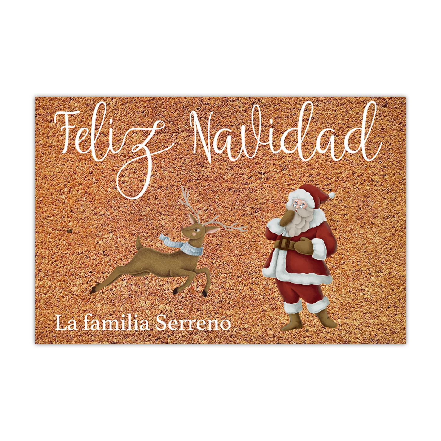 Navidad-felpudo/alfombra de entrada reno y Noel personalizado con 1 texto-Jessemade ES