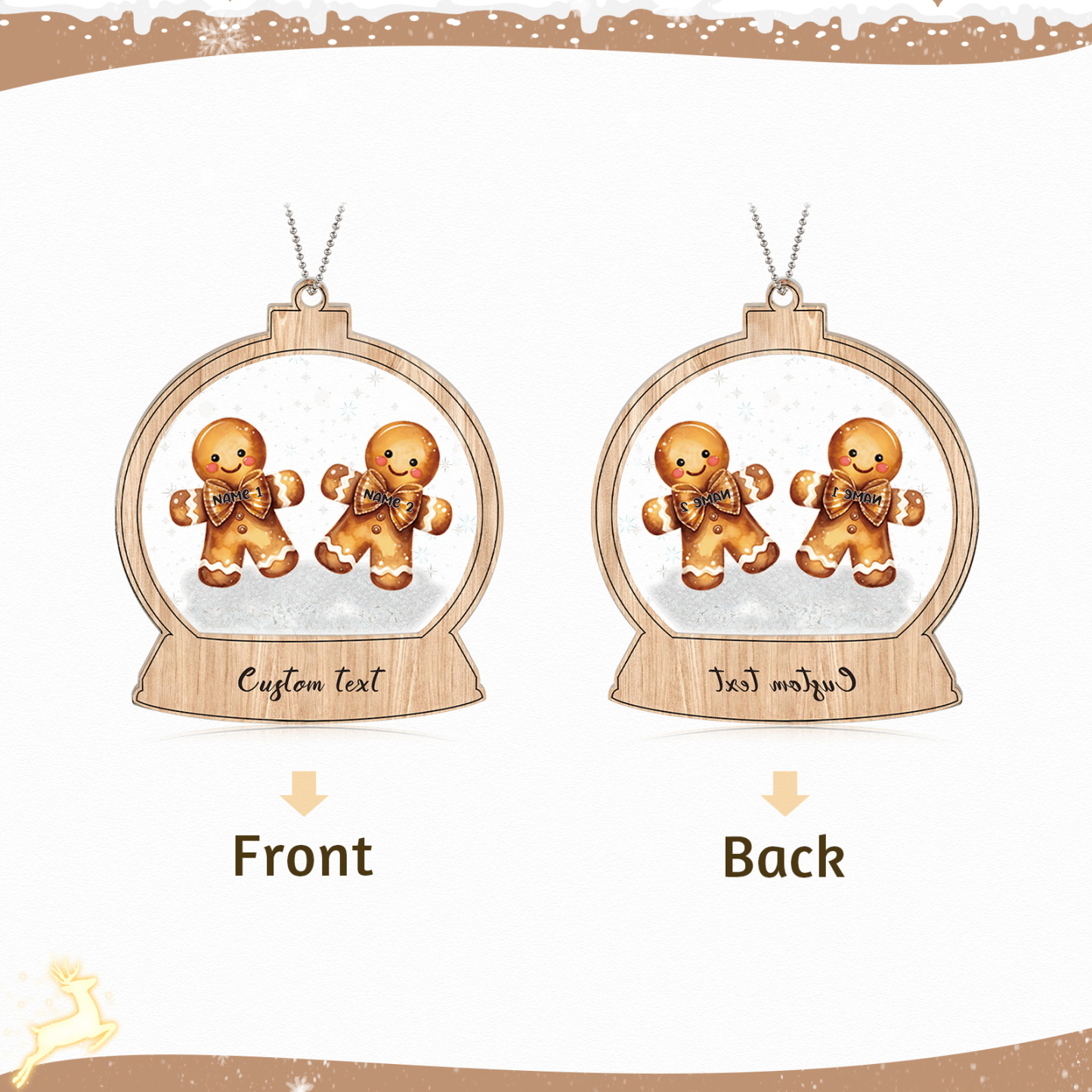 Navidad-Ornamentos Navideños de Acrílico Bola de Cristal 2 Nombres con Texto Personalizados