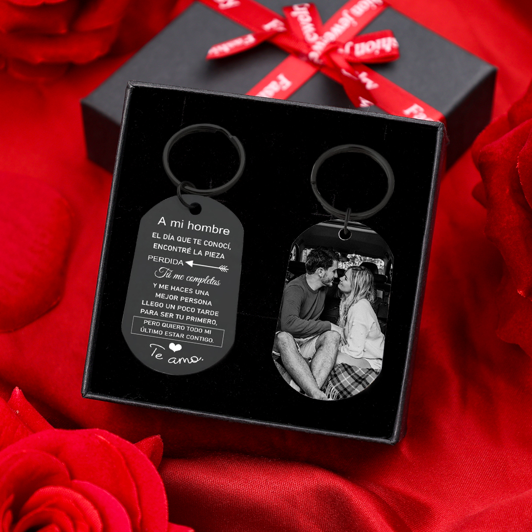 Llavero a mi hombre para pareja "Eres mi pieza perdida" 1 foto personalizada