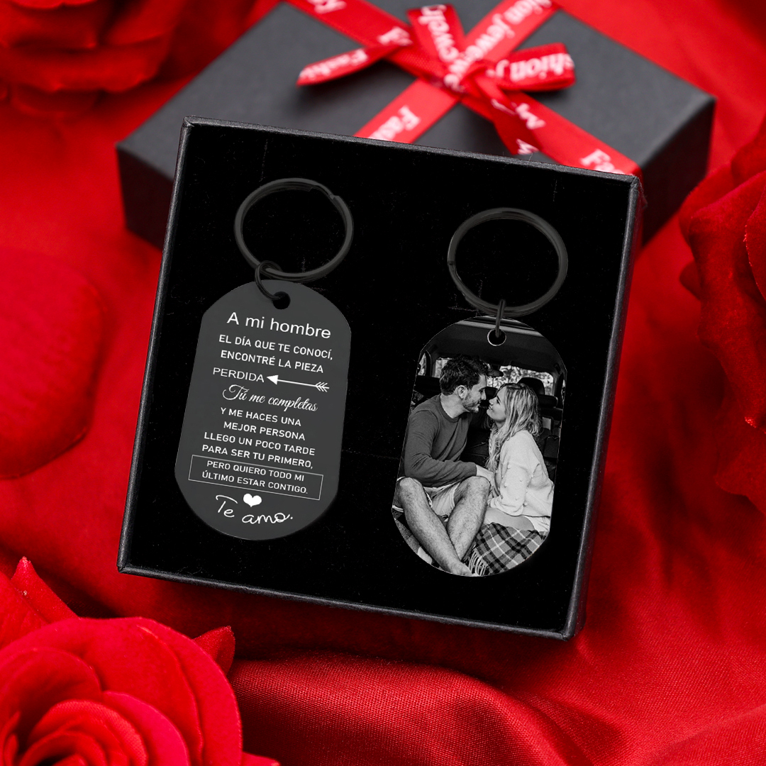 Llavero a mi hombre para pareja "Eres mi pieza perdida" 1 foto personalizada