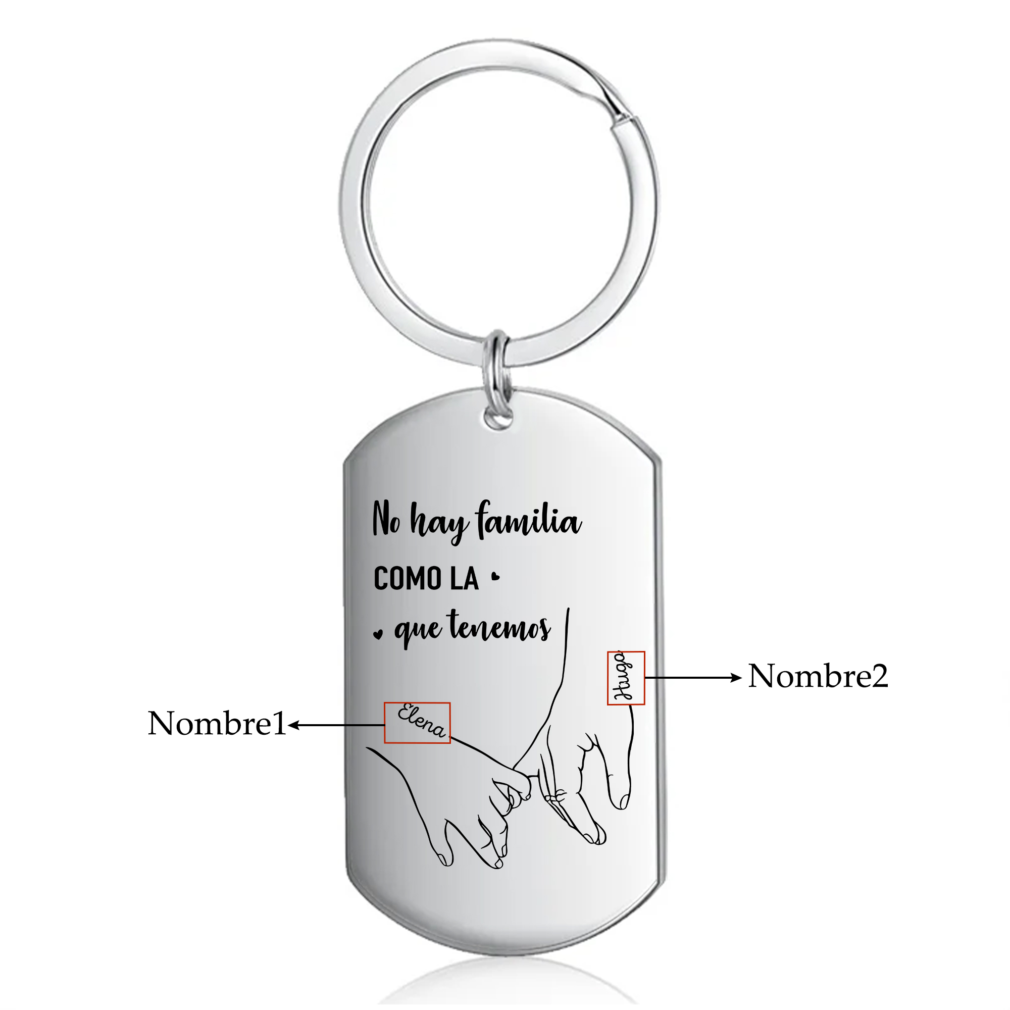 A familia-Llavero Personalizado MANOS COGIDAS 2-6 Nombres-Jessemade ES