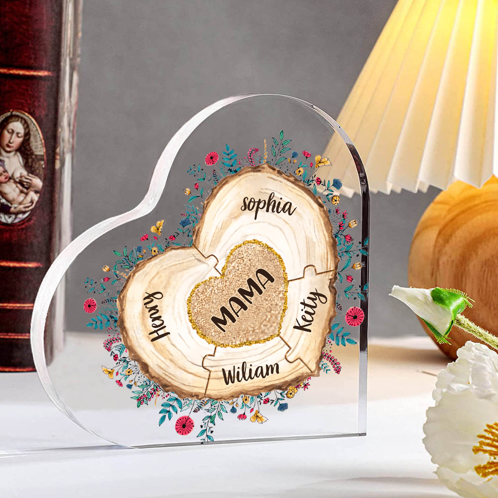 A mi mamá/abuela-Placa de acrílico "Corazones" en forma de corazón 5 nombres personalizados-Jessemade ES