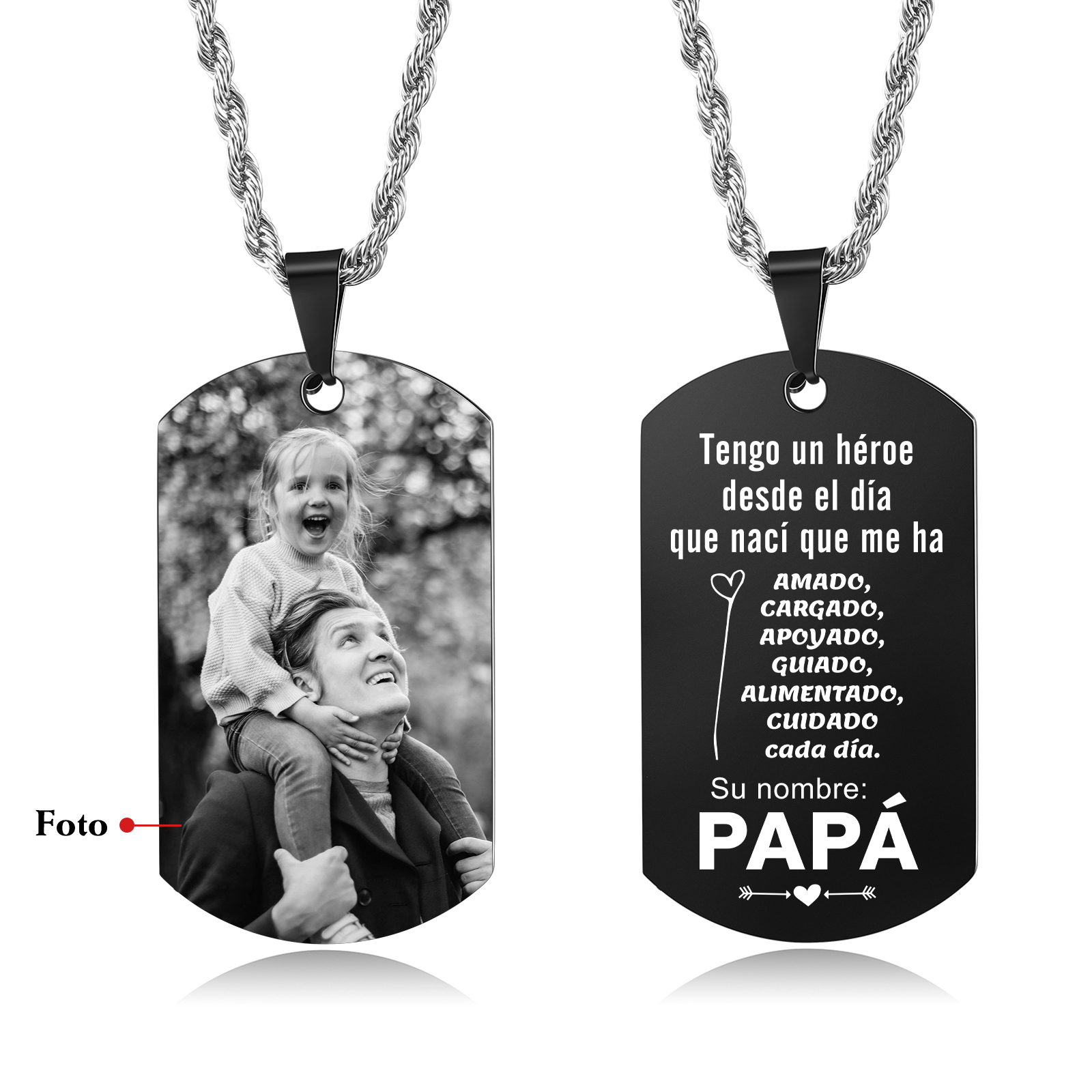 A MI PAPÁ-Collar de placa personalizada con foto-Jessemade ES