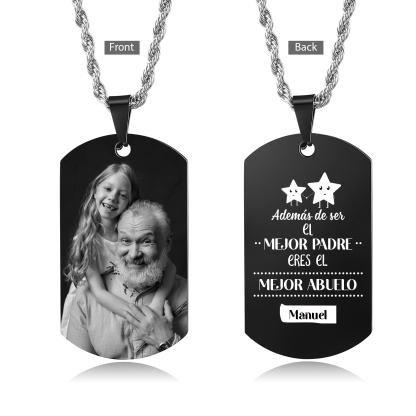 A MI ABUELO-Collar de placa personalizada con nombre y foto-Jessemade ES