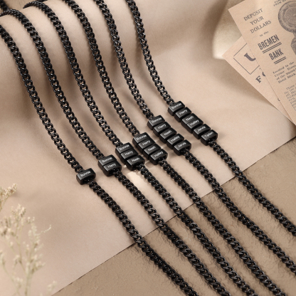 Collar de eslabones cubanos personalizado para hombre con 1 a 6 nombres