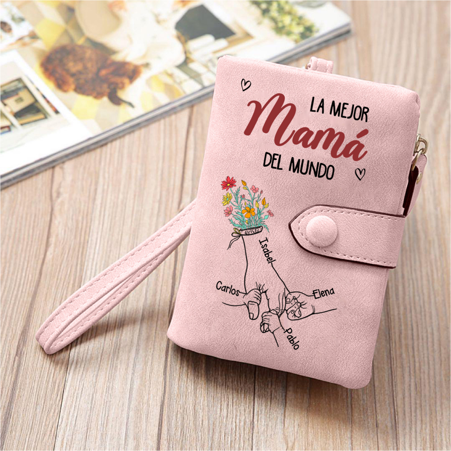 Cartera Personalizada «Le Mejor Mamá / Abuela del Mundo» con los Nombres de los Niños