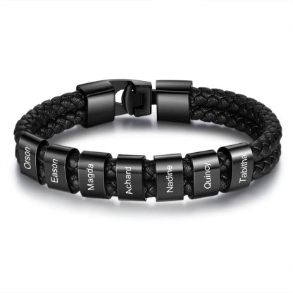 A MI PAPÁ-Pulsera de cuero trenzado 1-7 aros con 1-7 nombres personalizados pulsera de hombre 
