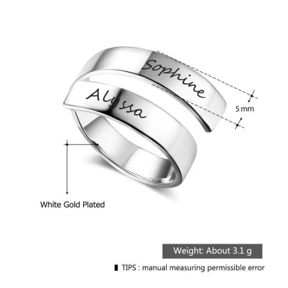 Anillo Ajustable con 2 Nombres Personalizados