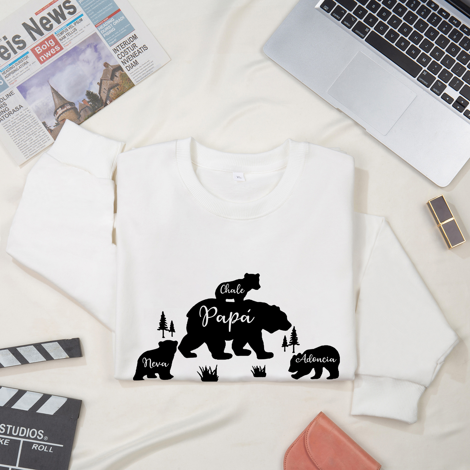 Familia-Sudadera "Oso y sus bebés" 4 nombres personalizados-Jessemade ES