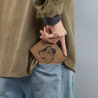 Cartera, billetera personalizada con 1 foto, 1 nombre y 1 letra monedero para hombre-Jessemade ES