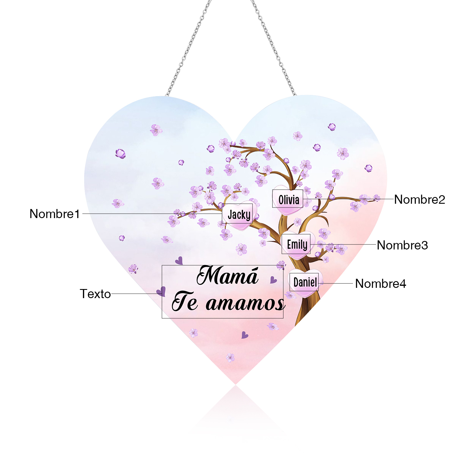 A mi mamá/abuela-Lámpara Colgante Personalizada con 2-8 Nombres y Texto "árbol" 3D Ilusión Luz de Noche-Jessemade ES