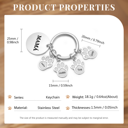 A mi familia - Llavero con 4 nombres personalizados en patas con texto-Jessemade ES