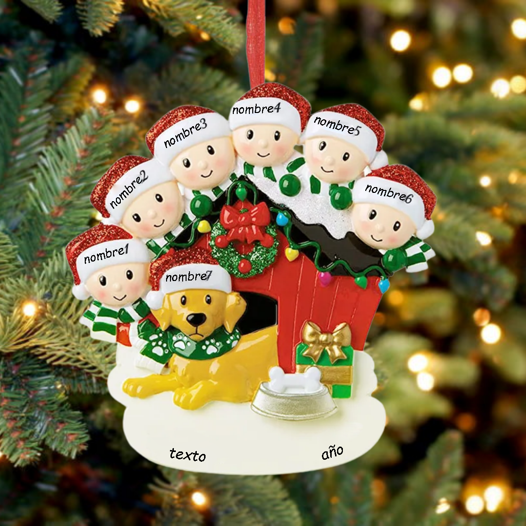 Muñecos Ornamentos Navideños 7 Nombres y 1 Año con Texto Personalizados Adorno de Madera