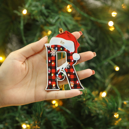 Navidad-Ornamentos Navideños de Madera Letra 1 Nombre Personalizado