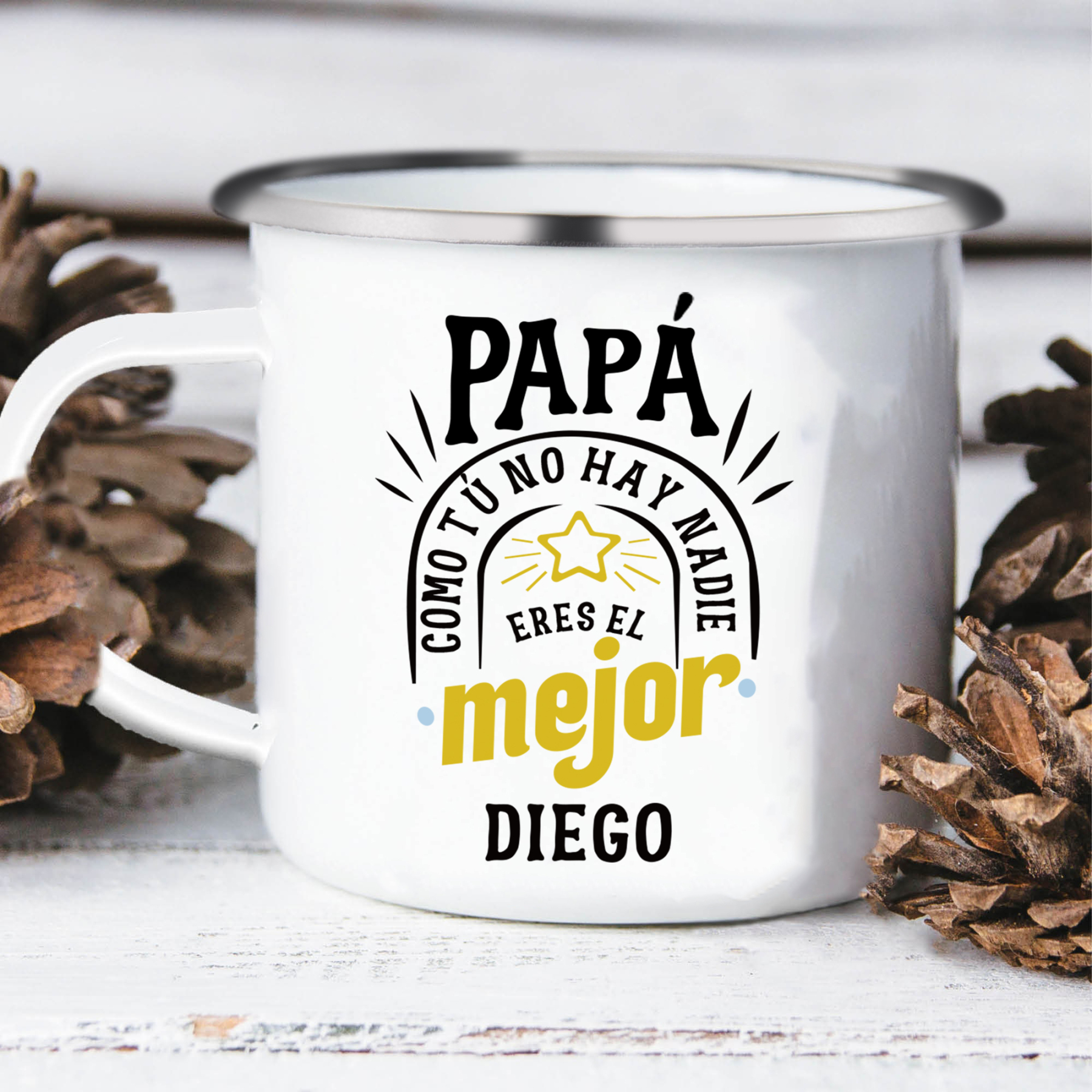 Taza para papá con 1 nombre personalizado-Jessemade ES