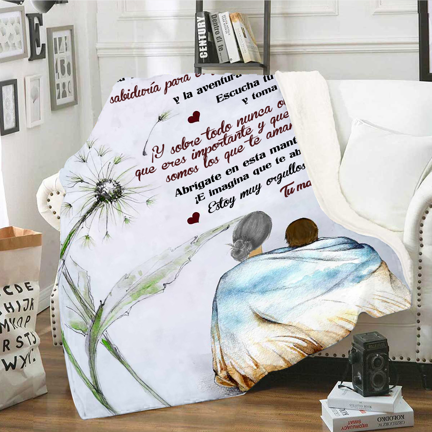 A mi hijo-Manta de buen calidad con frase amoroso de mamá a hijo-Jessemade ES