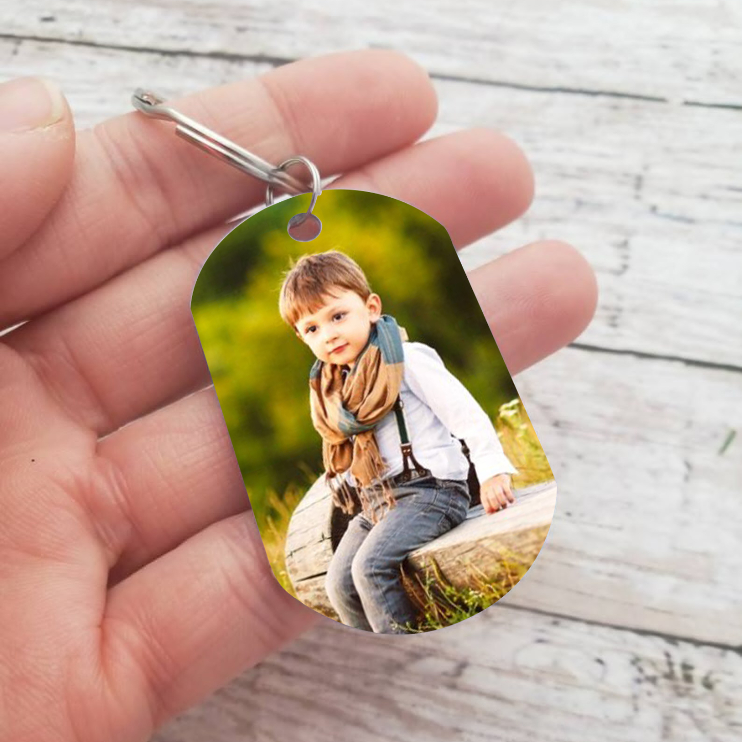 A mi hijo-Llavero de placa "lucha por todo lo que crees" de padres personalizado con 1 foto-Jessemade ES