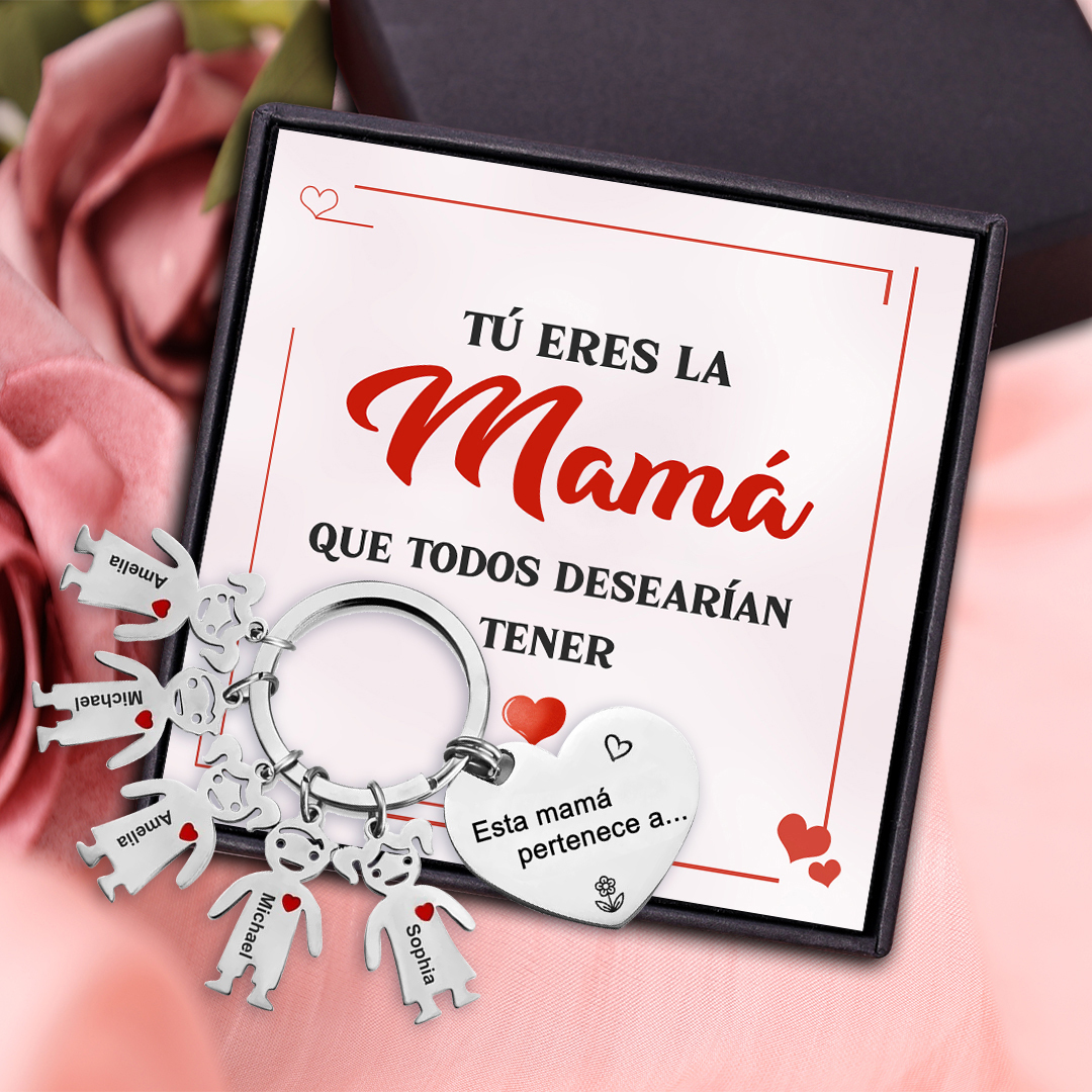A mi mamá - Llavero con 5 nombres personalizados en "niños"-Jessemade ES