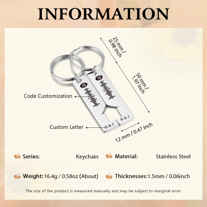 Llavero con casa encajada para pareja código de Spotify 2 letras personalizadas-Jessemade ES