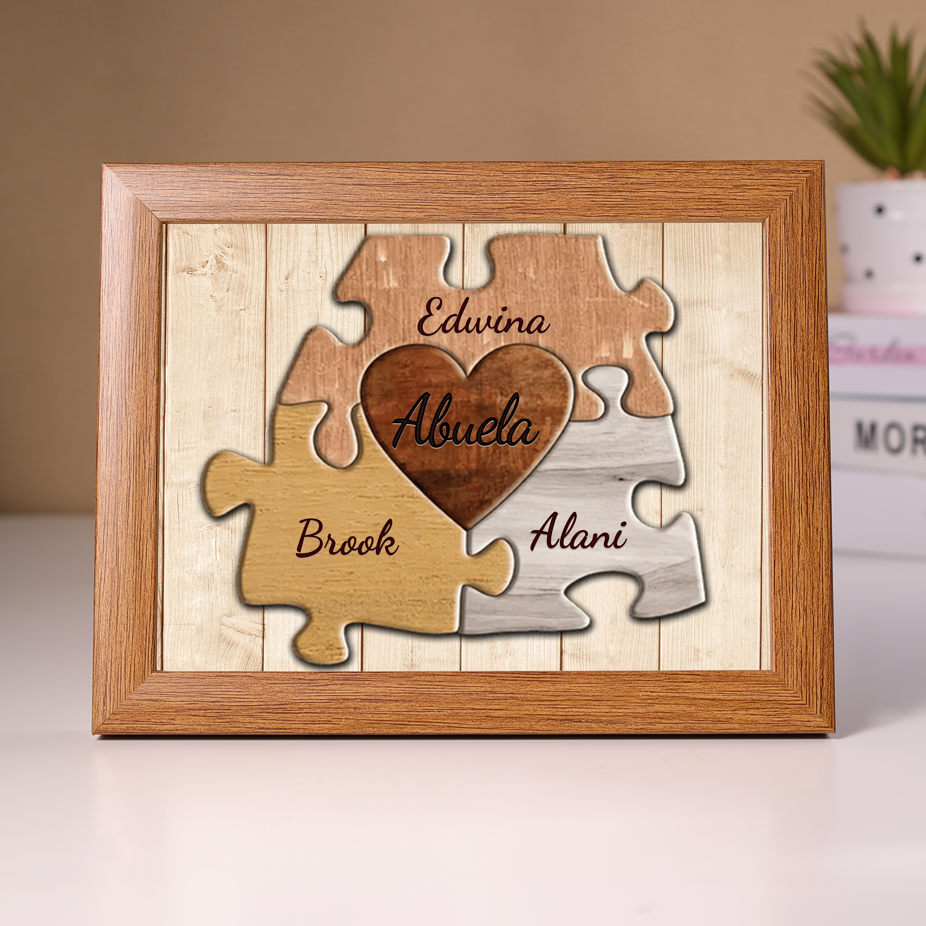 A mi mamá-Marco de 3-9 nombres personalizados rompecabezas de madera-Jessemade ES