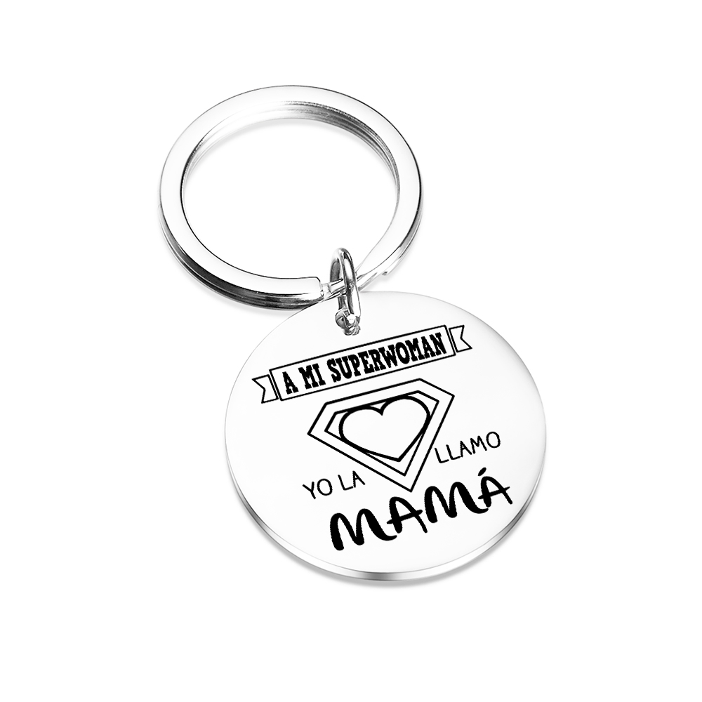 A mi mamá - Llavero de placa redonda "mi superwoman"-Jessemade ES